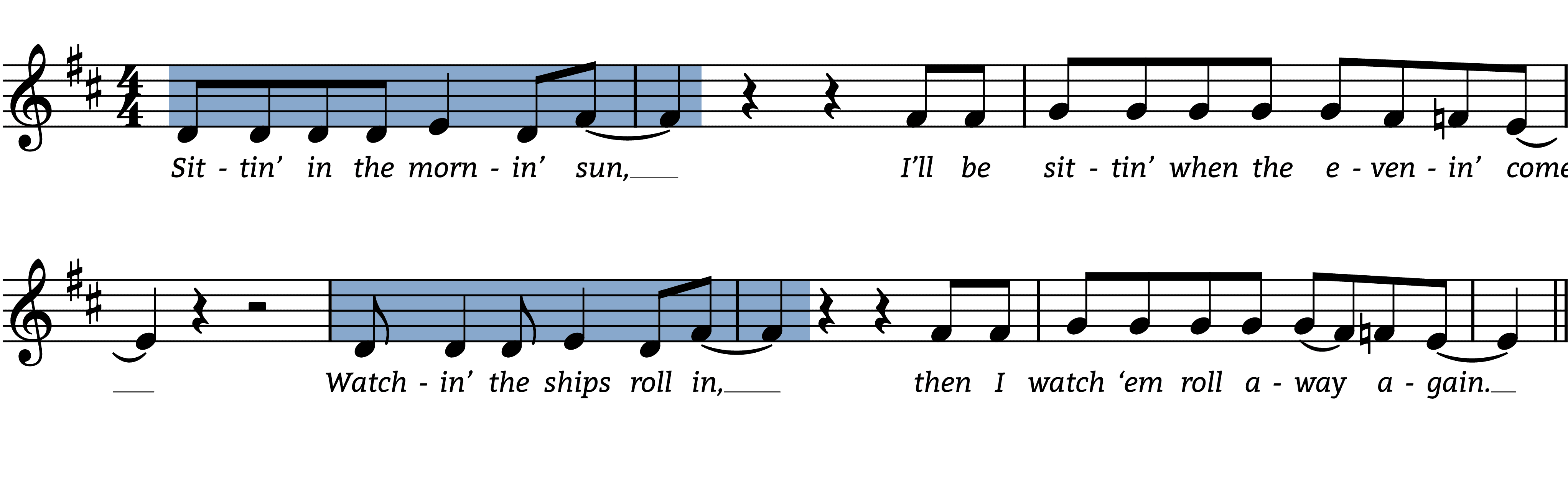 sittin-on-the-dock-of-the-bay melodic figures