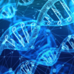 DNA helix with musical notes